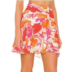 Milly Mira Paper Peony Print Skirt